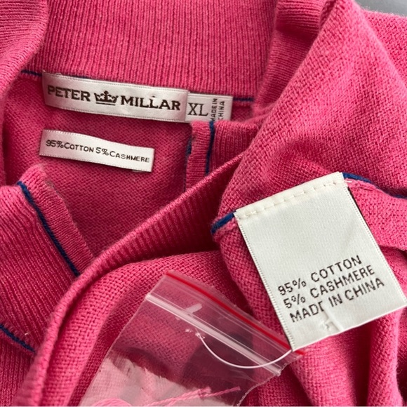 Peter Millar Cotton Cashmere Corded Contrast Quarter Zip Pullover Sweater XL - Picture 3 of 9